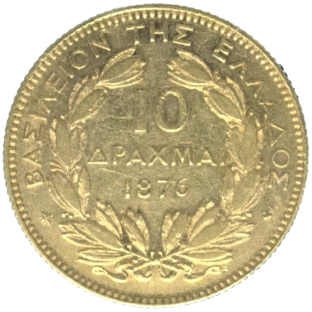 Pièce de monnaie : Grèce-10 Drachmes Georges Ier 1876 Paris