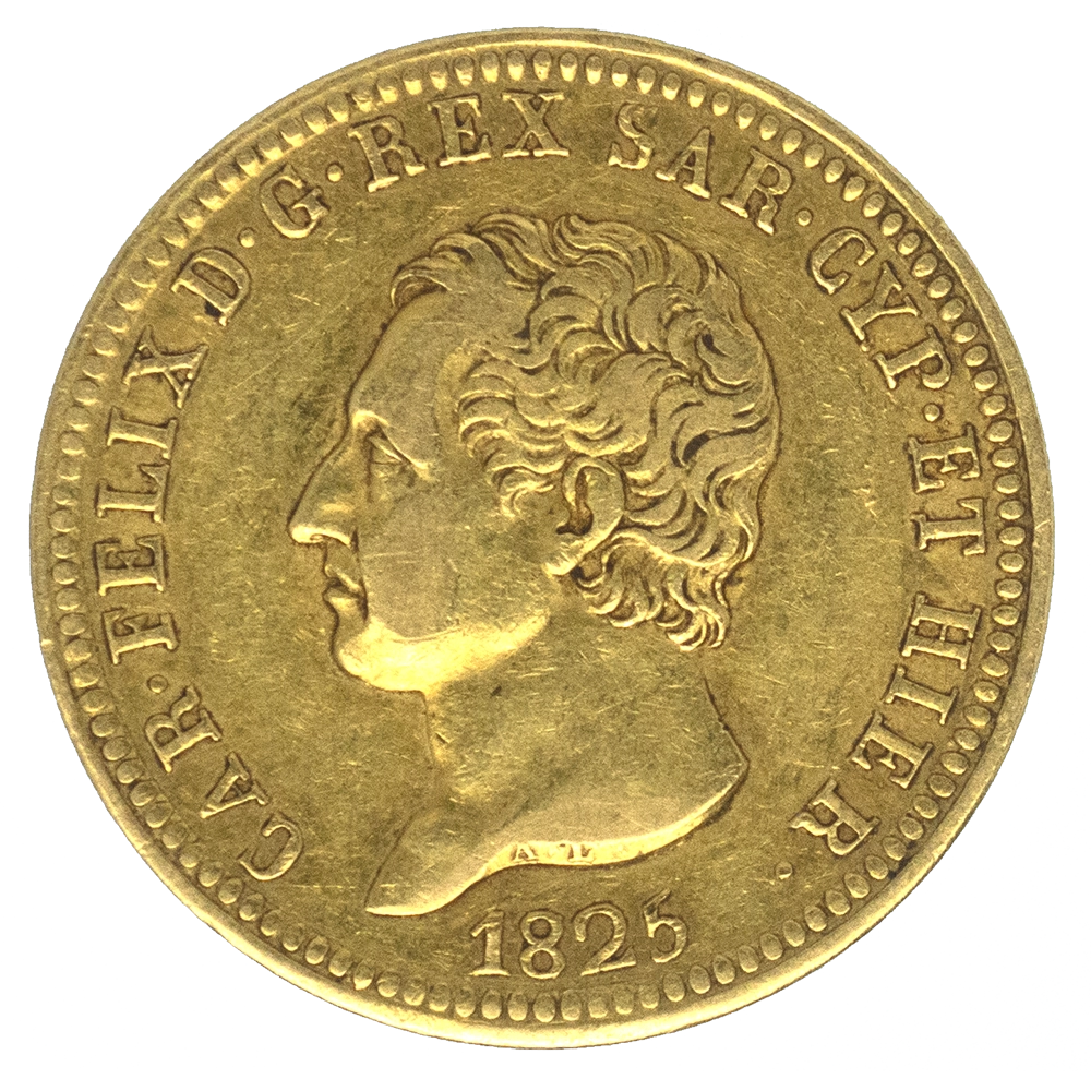 Pièce de monnaie : Italie-Royaume de Sardaigne-40 lire Charles Félix 1825 Turin