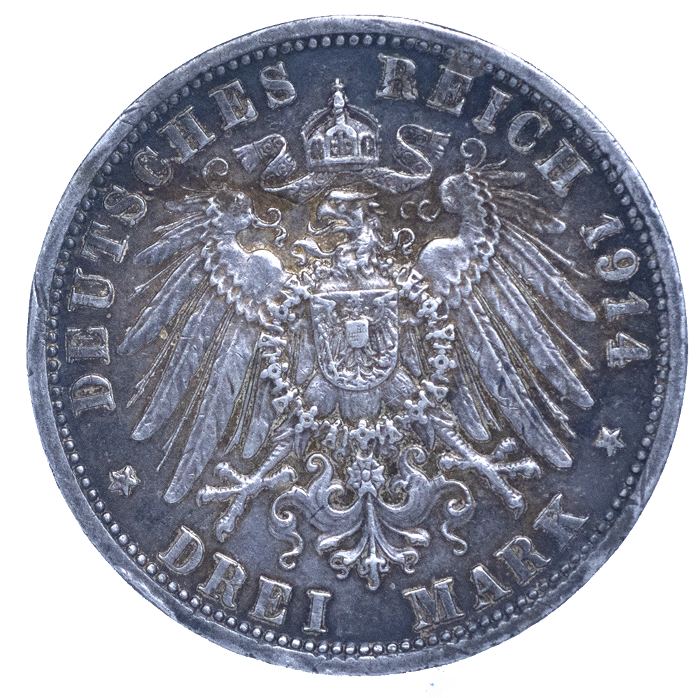 Pièce de monnaie : Allemagne-Royaume de Prusse-3 mark Guillaume II 1914 Berlin