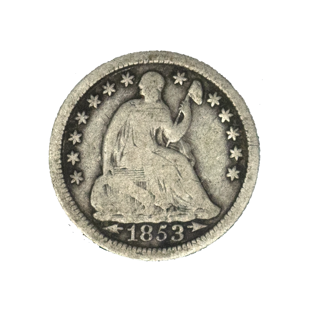 Pièce de monnaie : Seated Liberty Half Dimes 1853 arrows Philadelphie