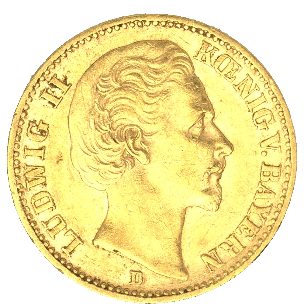 Pièce de monnaie : Allemagne-Royaume de Bavière-20 mark Louis II 1872 Munich