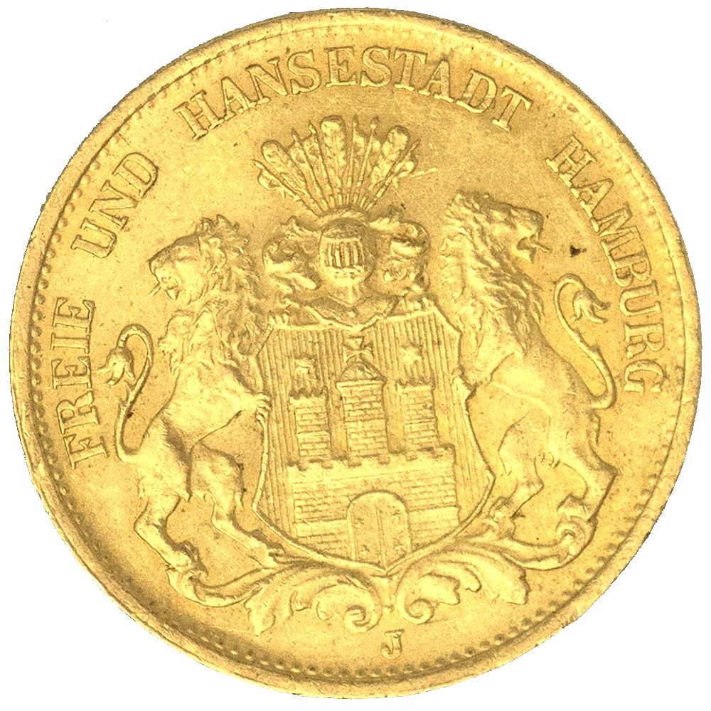 Pièce de monnaie : Allemagne-Ville libre d'Hambourg 20 mark 1900 Hambourg