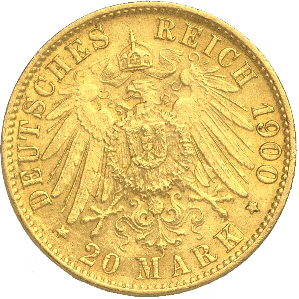 Pièce de monnaie : Allemagne-Ville libre d'Hambourg 20 mark 1900 Hambourg