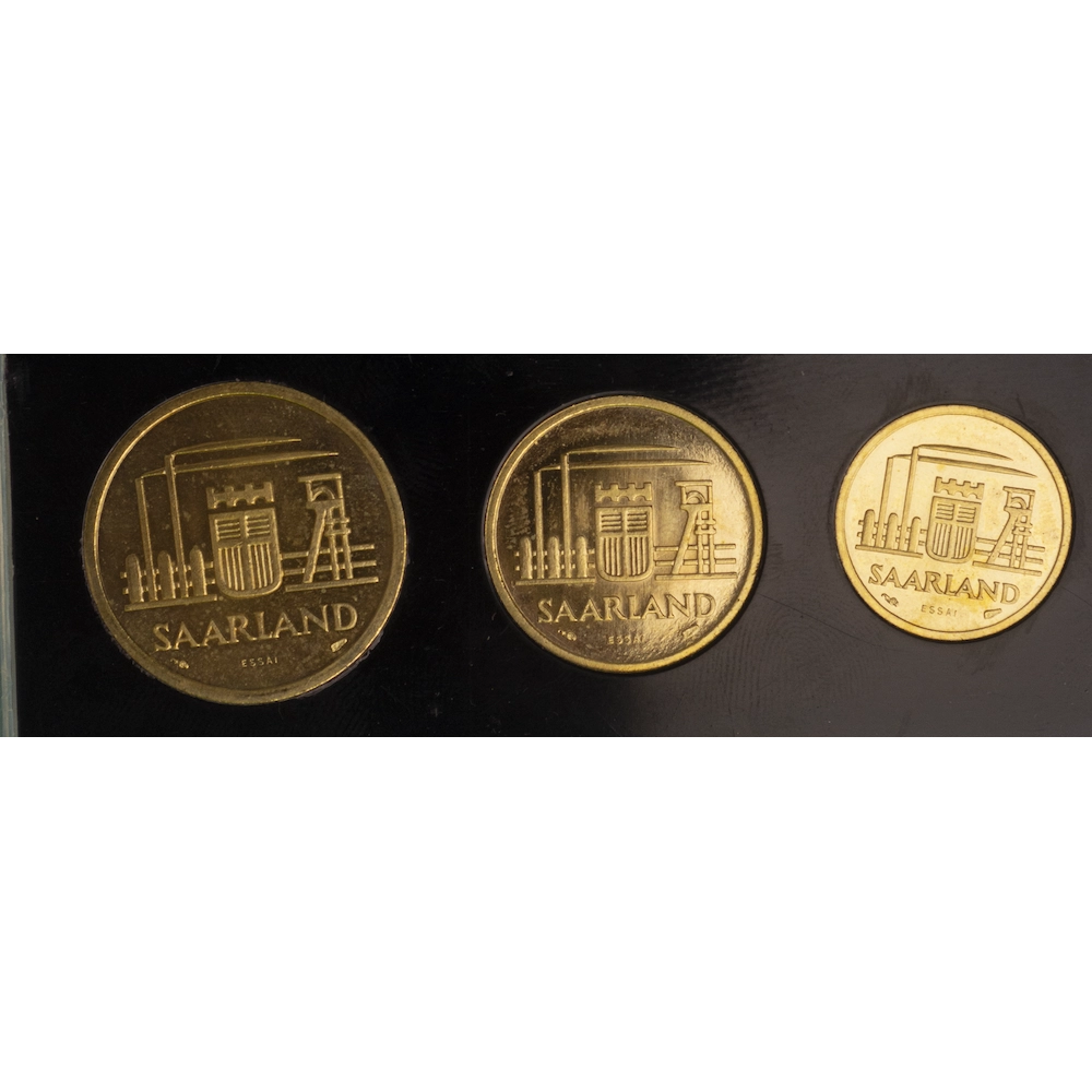 Coffret de la Monnaie de Paris-Essais de 50,20 et 10 Frankens Sarre 1954 Paris