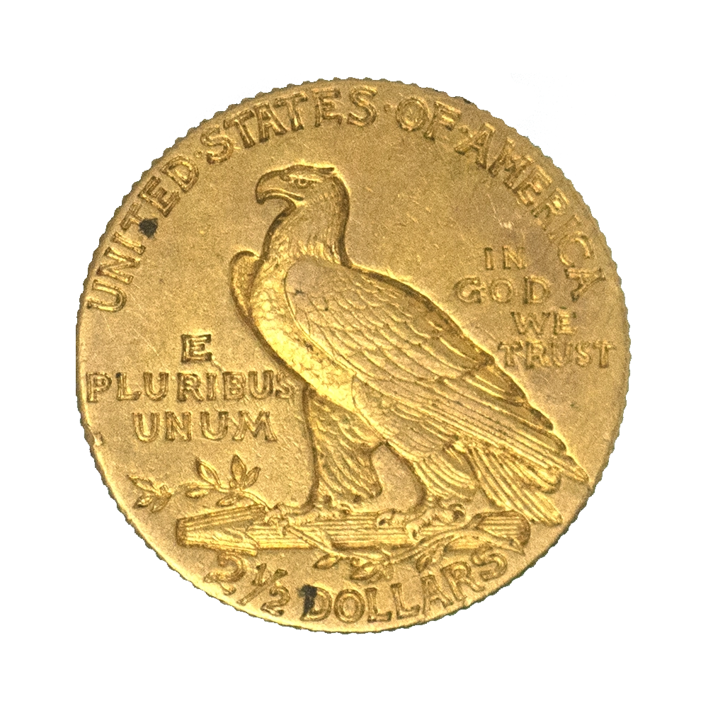Pièce de monnaie : Etats-Unis- 2,5 dollars tête d'indien 1909 Philadelphie