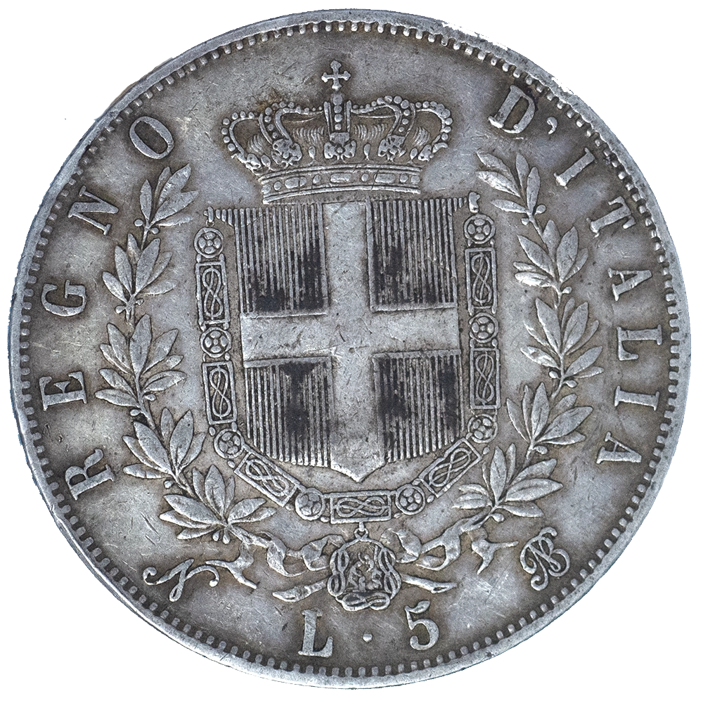 Pièce de monnaie : Italie 5 lire Victor Emmanuel II 1864 Naples