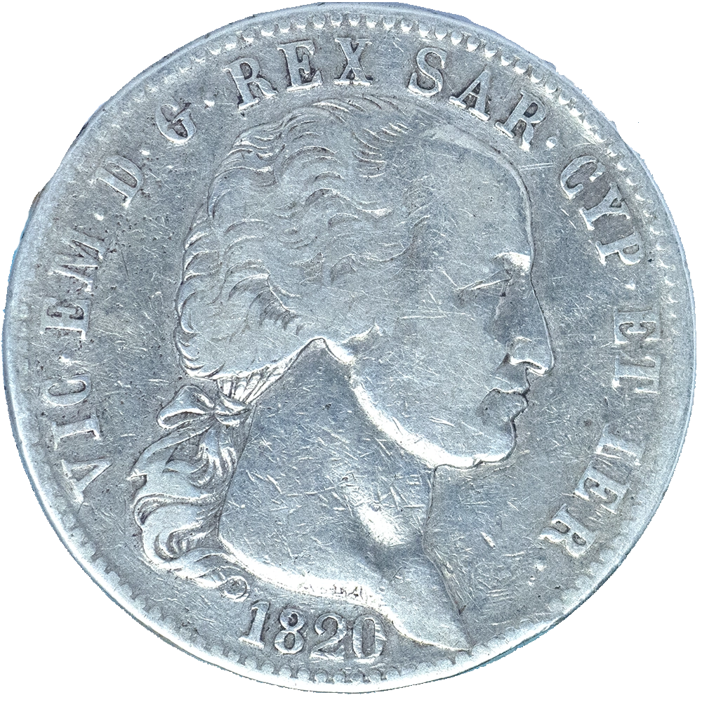Pièce de monnaie : Italie-Victor-Emmanuel I 5 lire 1820 Turin