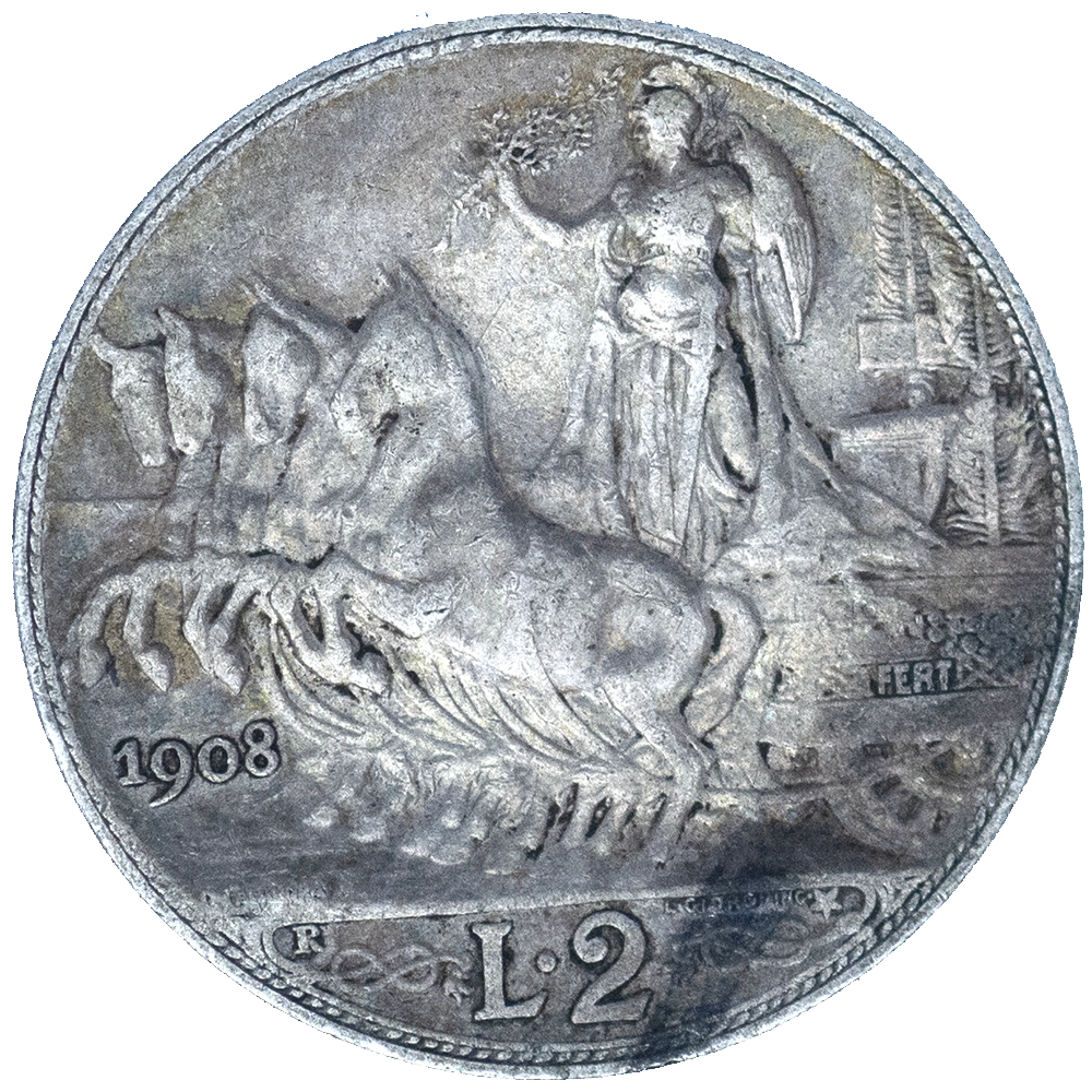 Pièce de monnaie : Italie-Victor-Emmanuel III 2 Lire 1908 Rome