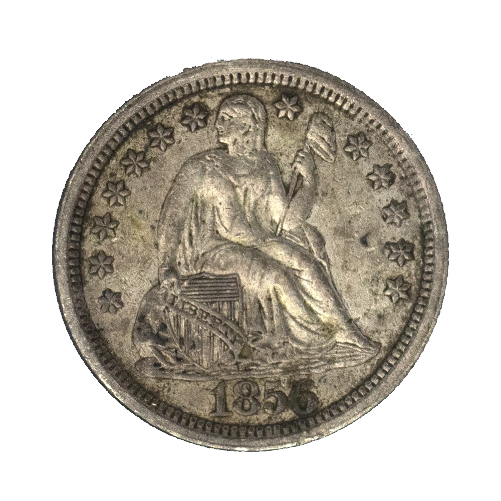Pièce de monnaie : États-Unis-10 centimes (type large date) Liberté assise 1856 Philadelphie