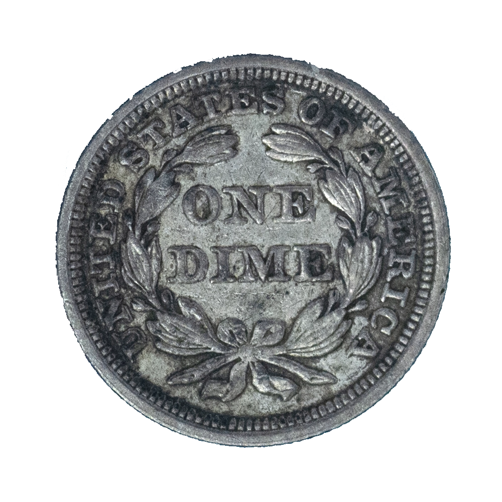 Pièce de monnaie : États-Unis-10 centimes (type large date) Liberté assise 1856 Philadelphie