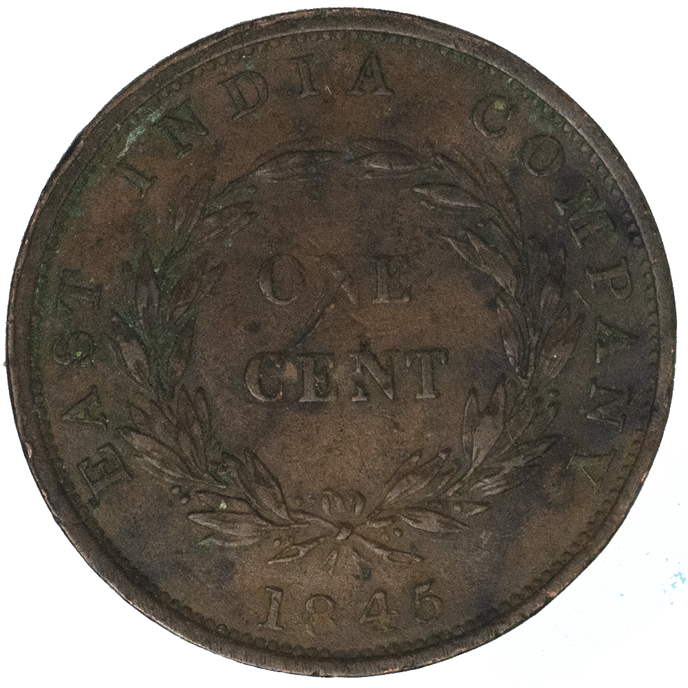 Pièce de monnaie : Établissement des Détroits 1 Cent Victoria East India Company 1845 Calcutta