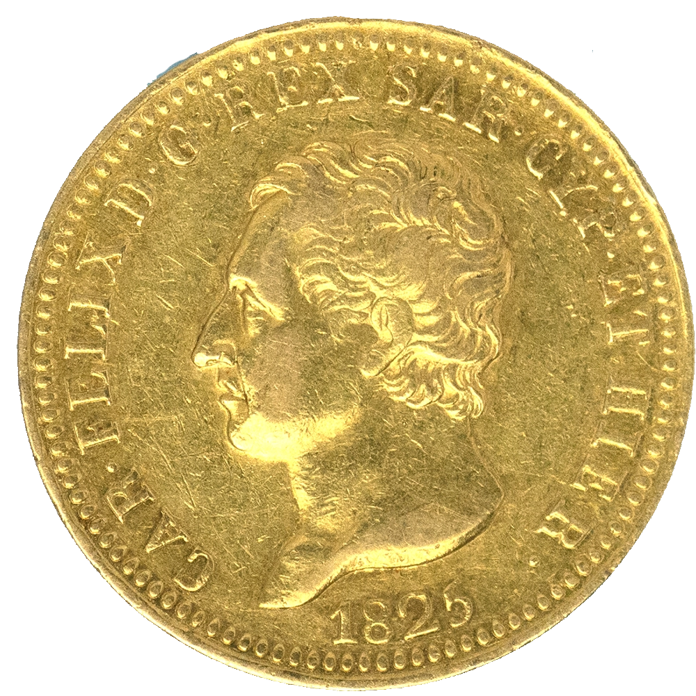 Pièce de monnaie : Royaume de Sardaigne-40 Lire or Charles Félix 1825 Gênes