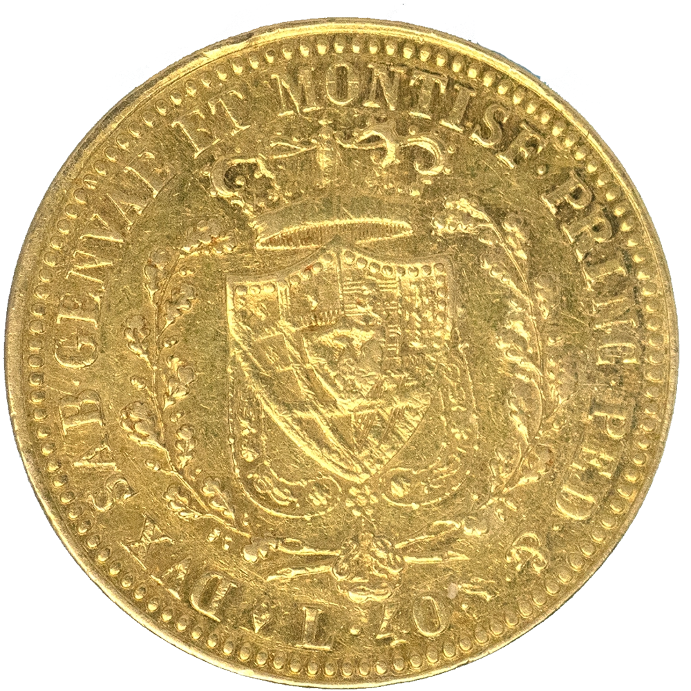 Pièce de monnaie : Royaume de Sardaigne-40 Lire or Charles Félix 1825 Gênes