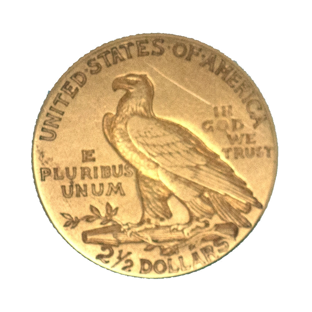 Pièce de monnaie : Etats-Unis- 2,5 dollars tête d'indien 1912 Philadelphie