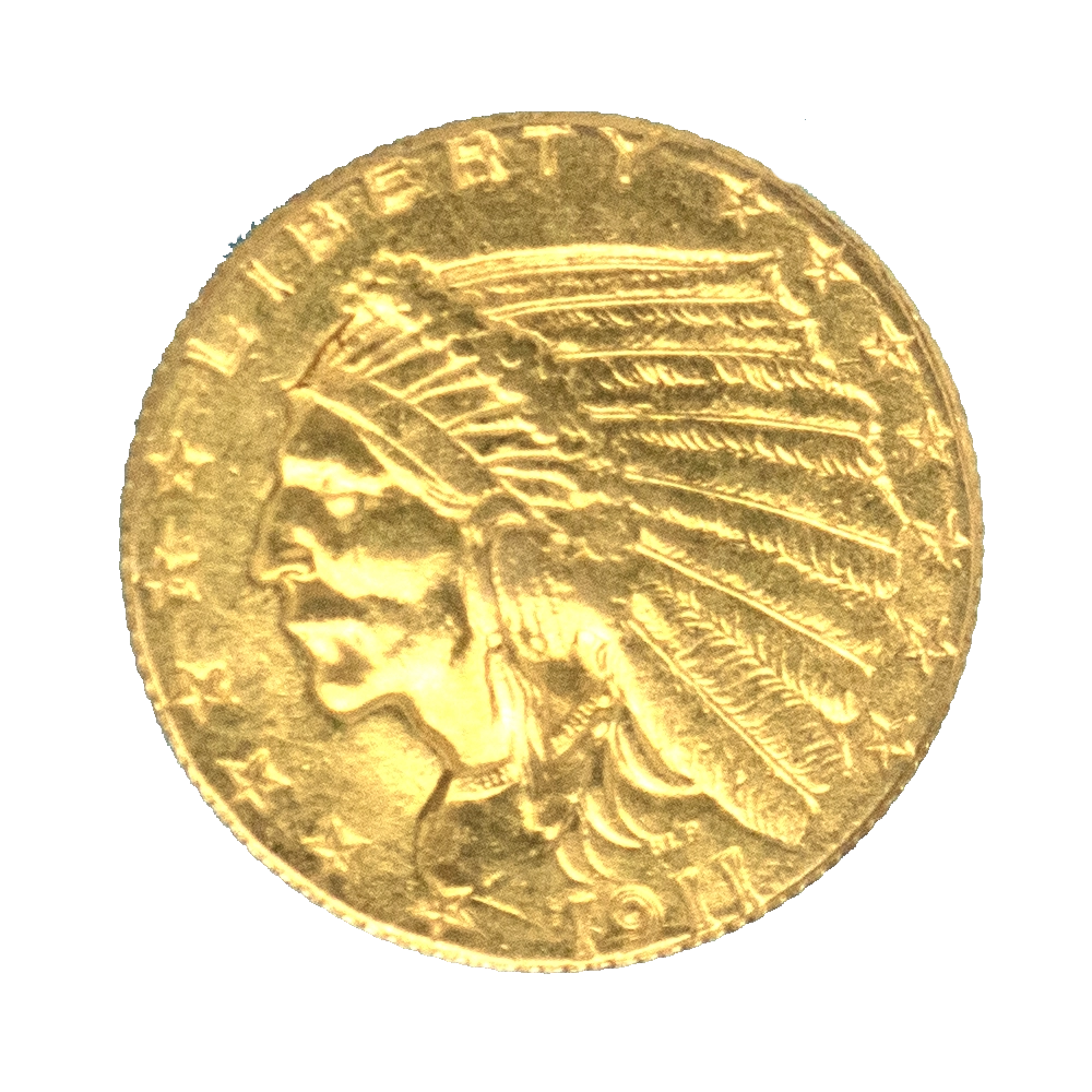 Pièce de monnaie : Etats-Unis- 2,5 dollars tête d'indien 1911 Philadelphie