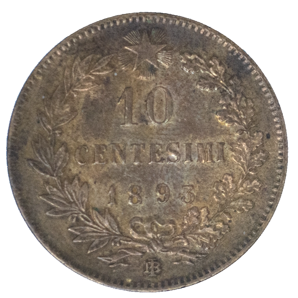 Pièce de monnaie : Italie 10 centesimi Umberto Ier 1893 Birmingham