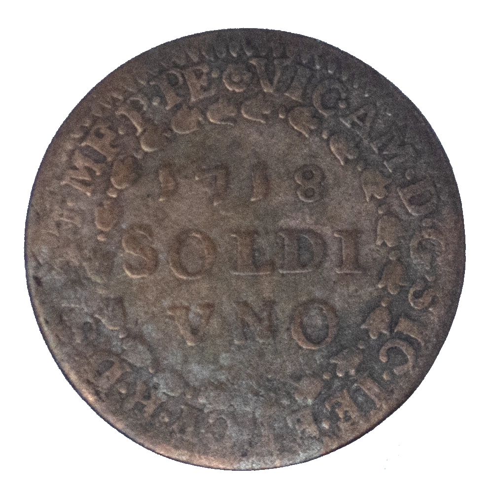 Pièce de monnaie : Victor Amédée II Sol 1718 Turin