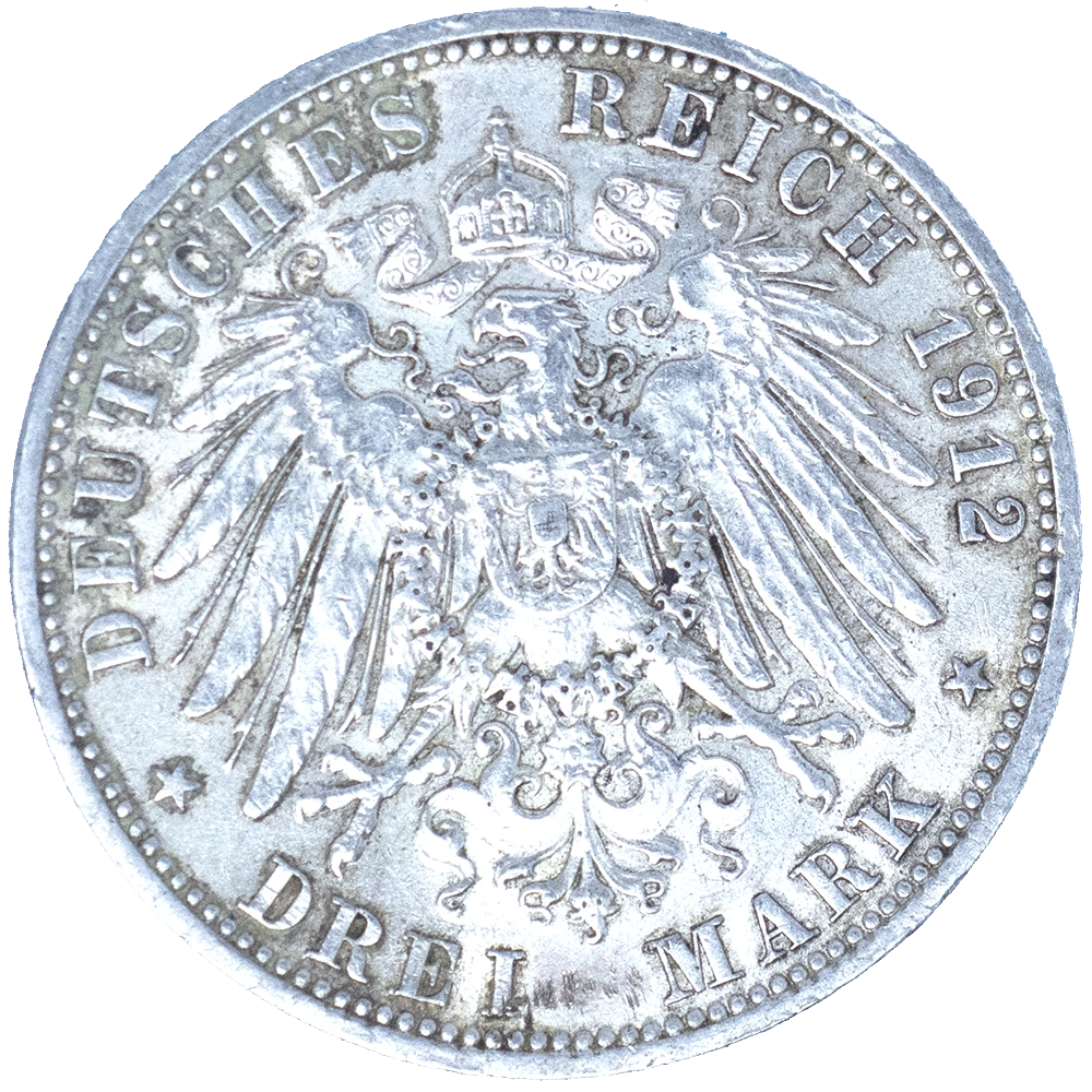 Pièce de monnaie : Allemagne-Royaume de Bavière-3 mark Otto 1912 Munich