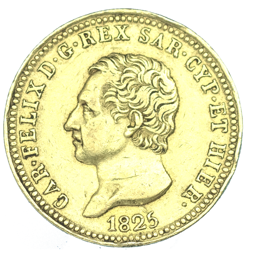 Pièce de monnaie : Italie-Royaume de Sardaigne-40 Lire Charles Félix 1825 Turin