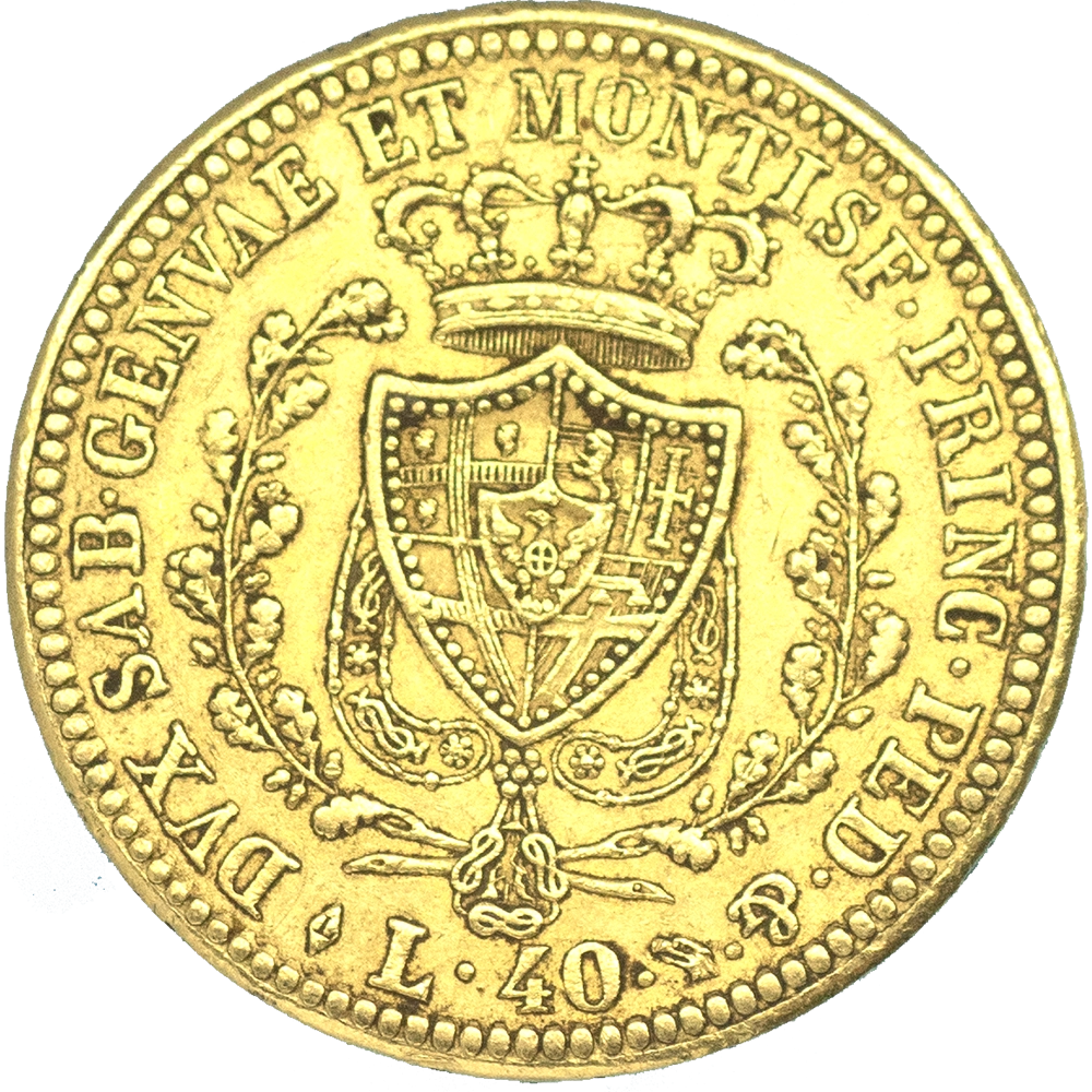 Pièce de monnaie : Italie-Royaume de Sardaigne-40 Lire Charles Félix 1825 Turin