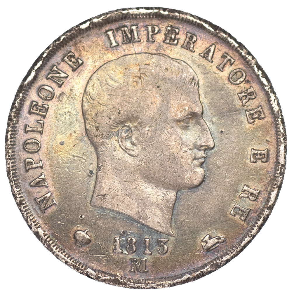 Pièce de monnaie : Royaume d'Italie - Napoléon Ier 5 Lire 1813 Milan