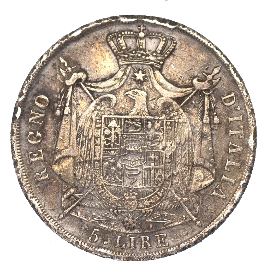 Pièce de monnaie : Royaume d'Italie - Napoléon Ier 5 Lire 1813 Milan