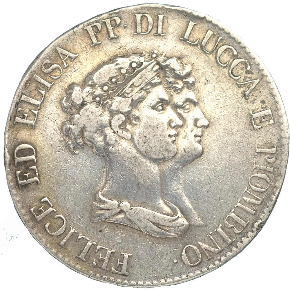 Pièce de monnaie : Italie-Principauté de Lucques et Piombino-5 Franchi 1806 Florence