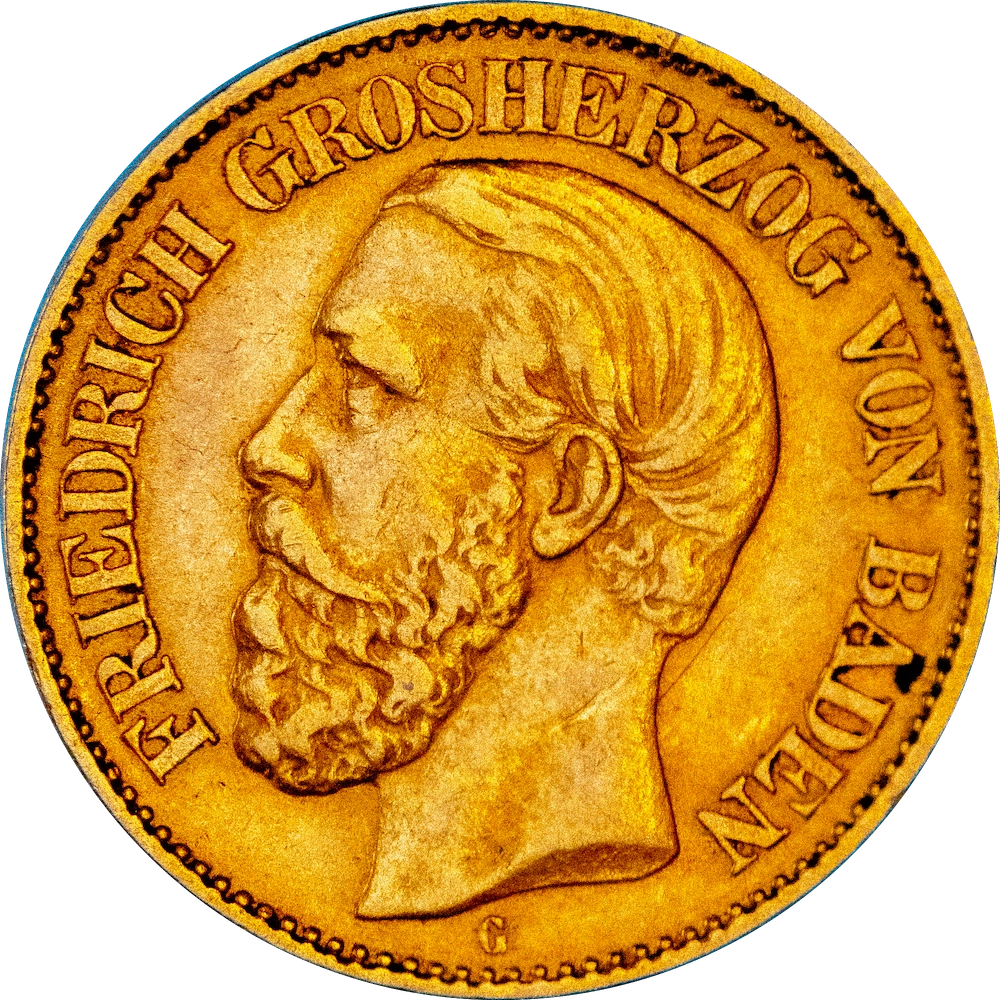 Allemagne-Duché de Bade-10 mark- Frédéric Ier - 1876 Karlsruhe