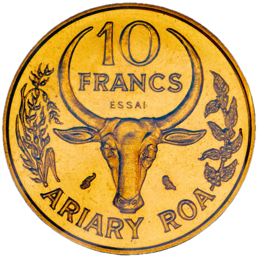 Madagascar Lot de deux essais de 10 et 20 francs 1970 Paris