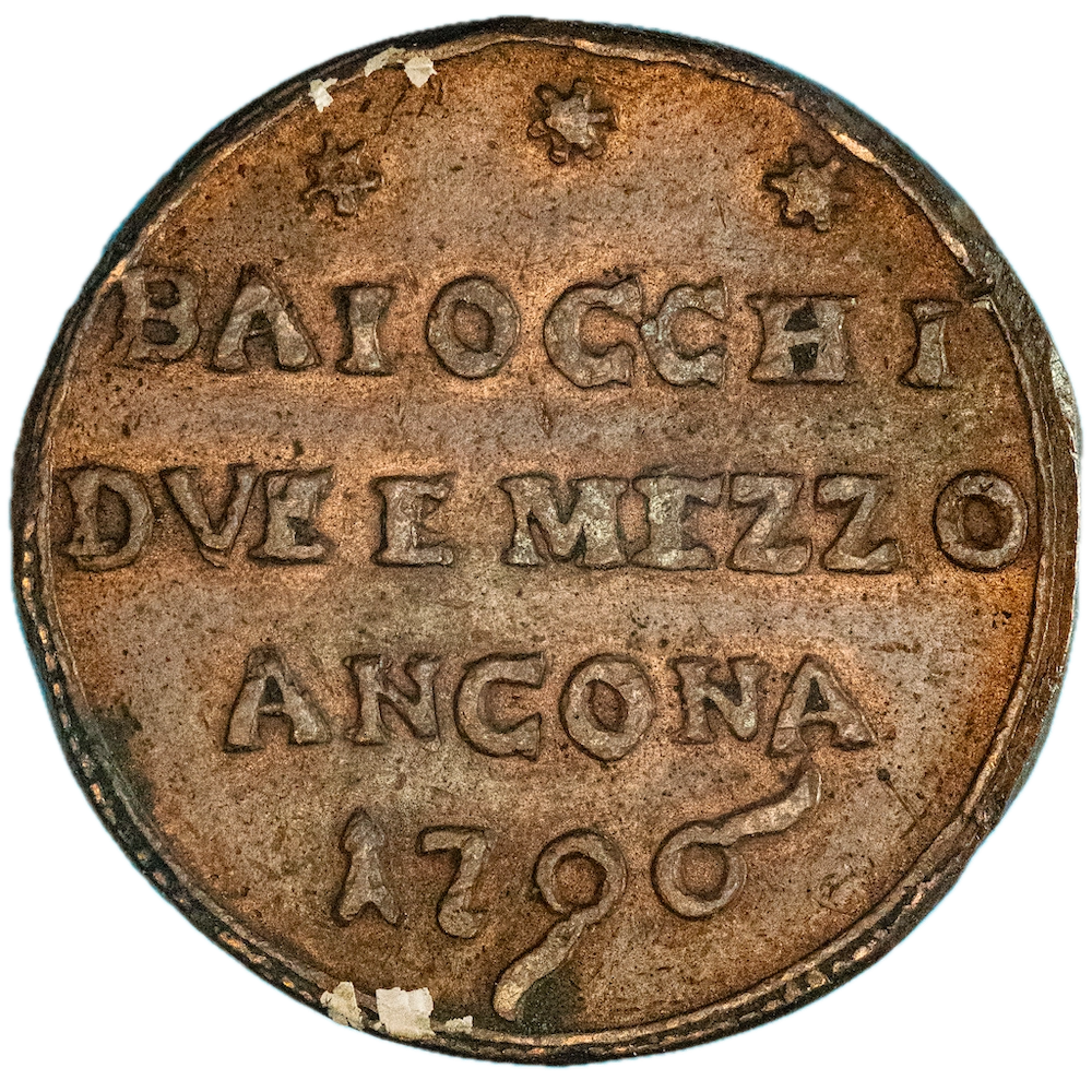Pièce de monnaie : Etats-Pontificaux-Pie VI 2,5 Baiocchi 1796 Ancona