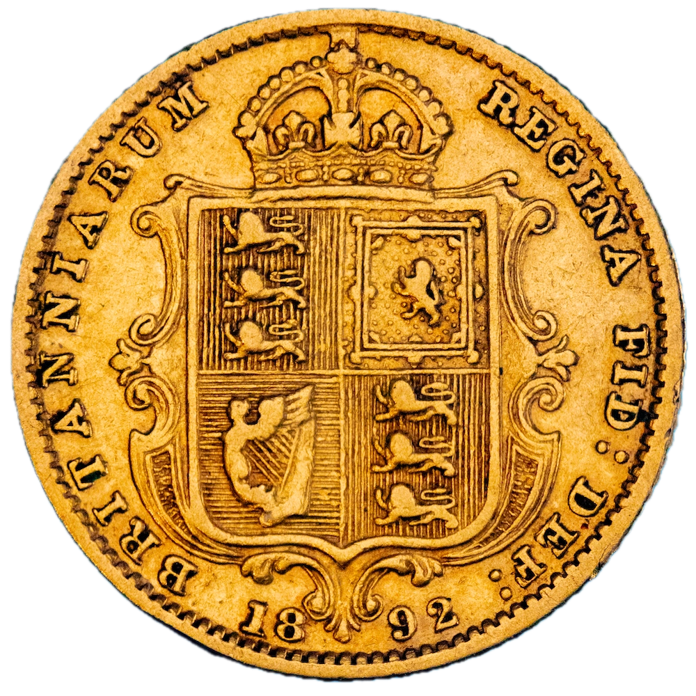Royaume-Uni 1/2 Souverain Victoria Buste du jubilé 1892