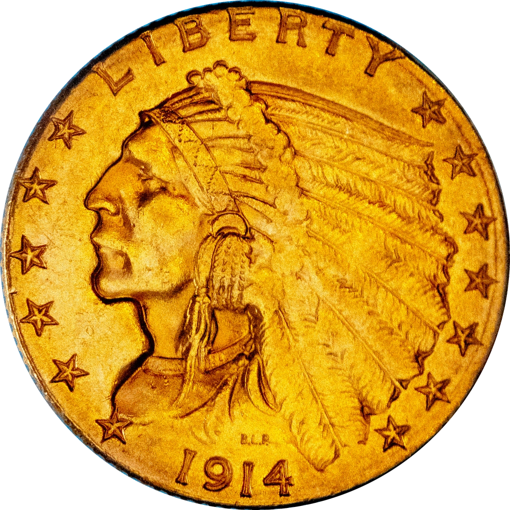Etats-Unis 2,5 dollars tête d'indien 1914 Denvers