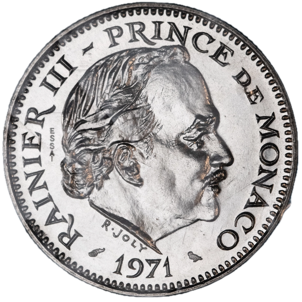 Pièce de monnaie : Monaco essai de 5 Francs nickel 1971 Rainier III