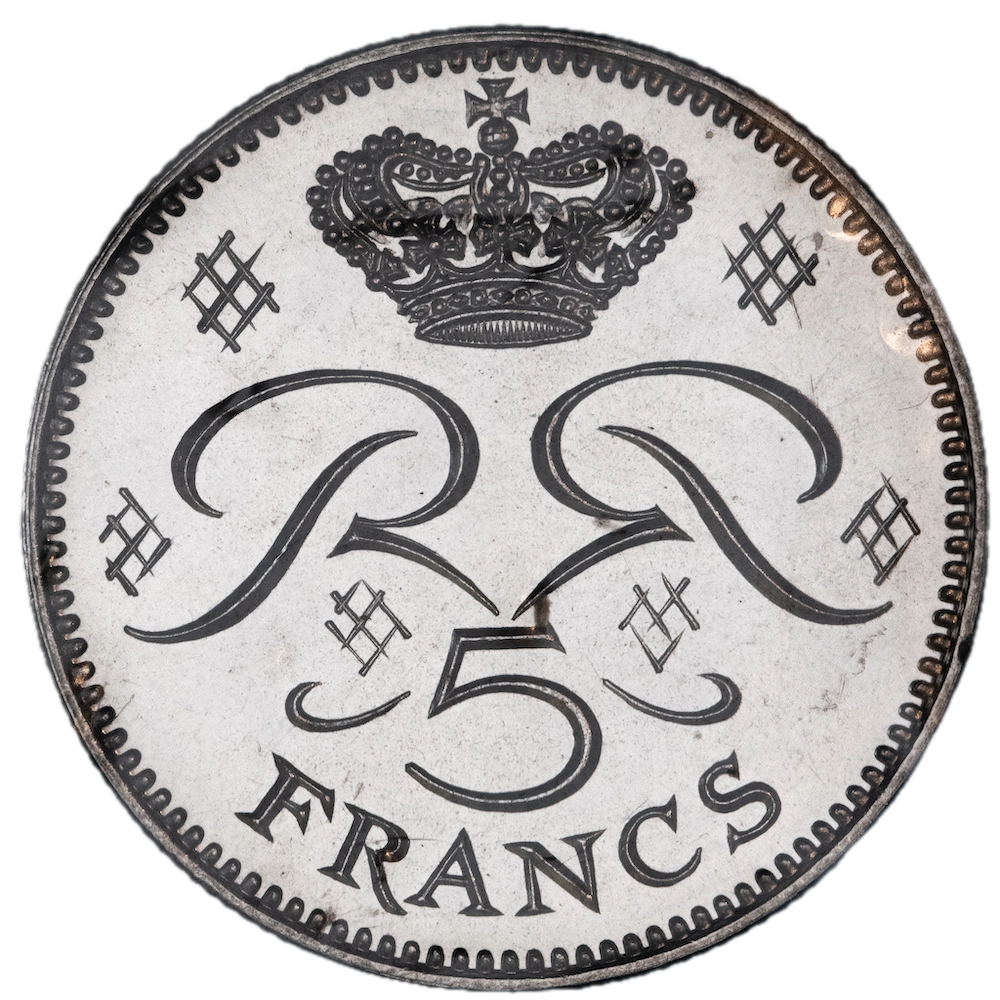 Pièce de monnaie : Monaco essai de 5 Francs nickel 1971 Rainier III