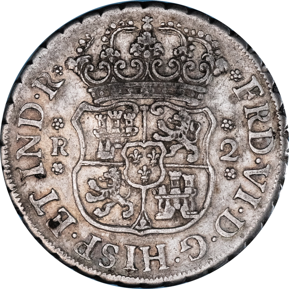 Pièce de monnaie : Mexique-2 reales Ferdinand VI 1758 Mexico