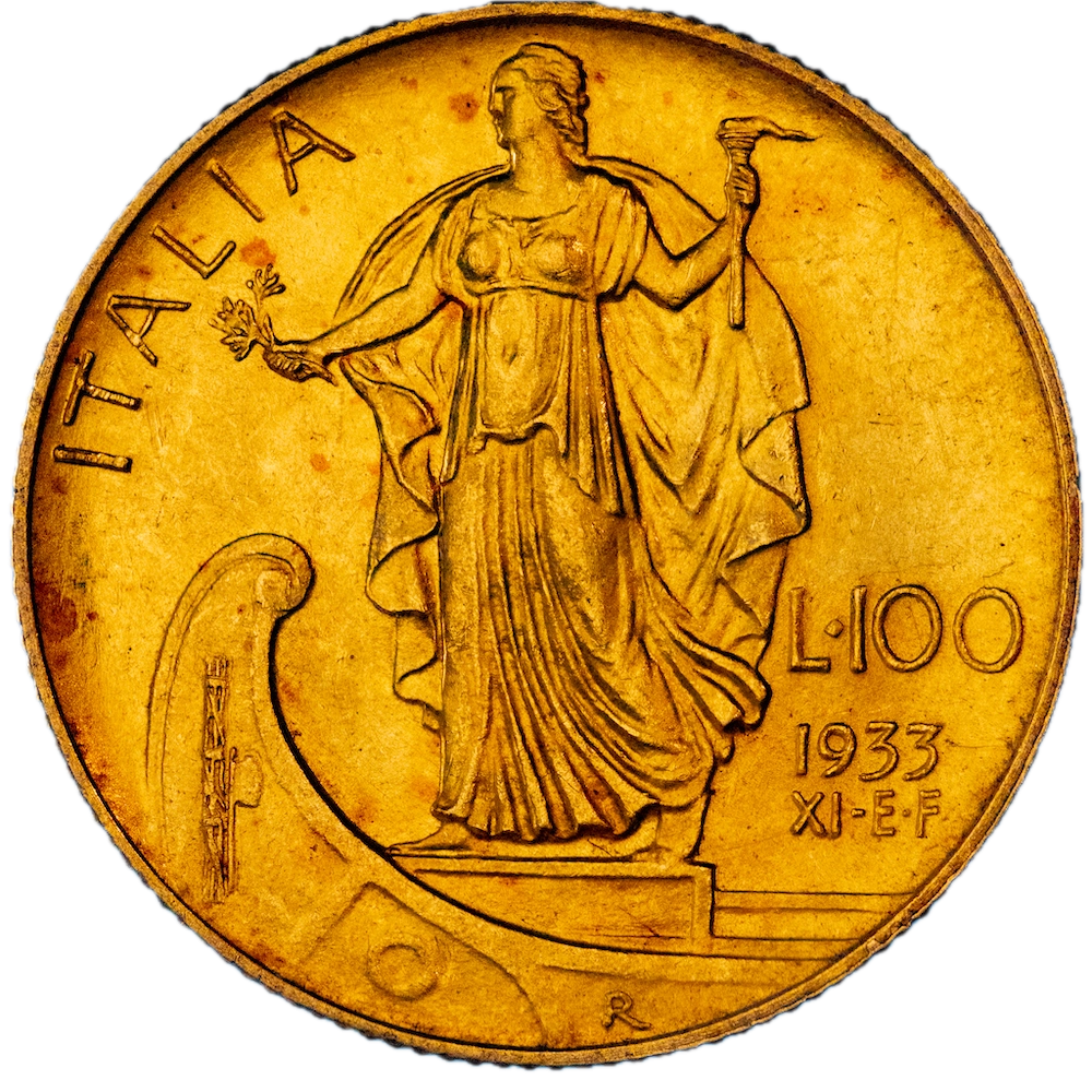 Pièce de monnaie : Italie-Victor Emmanuel III-100 Lire 1933 Rome
