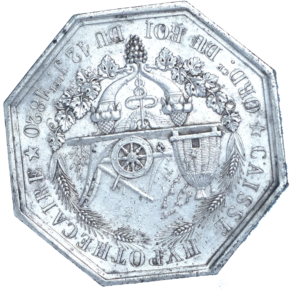 Jeton Louis XVIII : Jeton octogonal Caisse hypothécaire 1820