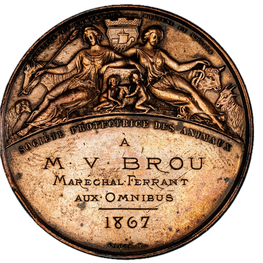 Napoléon III-Médaille offerte à M.V BROU Maréchal Ferrant aux Omnibus 1867