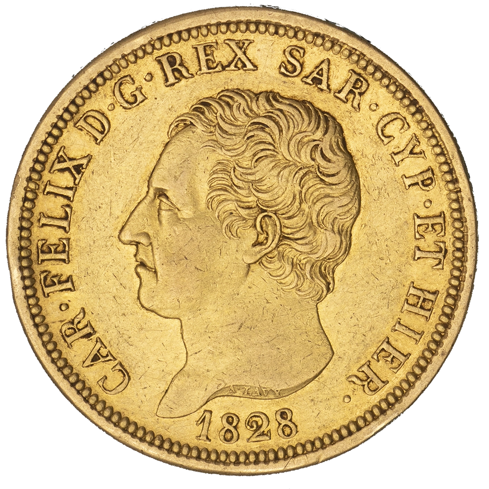Pièce de monnaie : Italie-Royaume de Sardaigne-80 Lire Charles Félix 1828 Turin