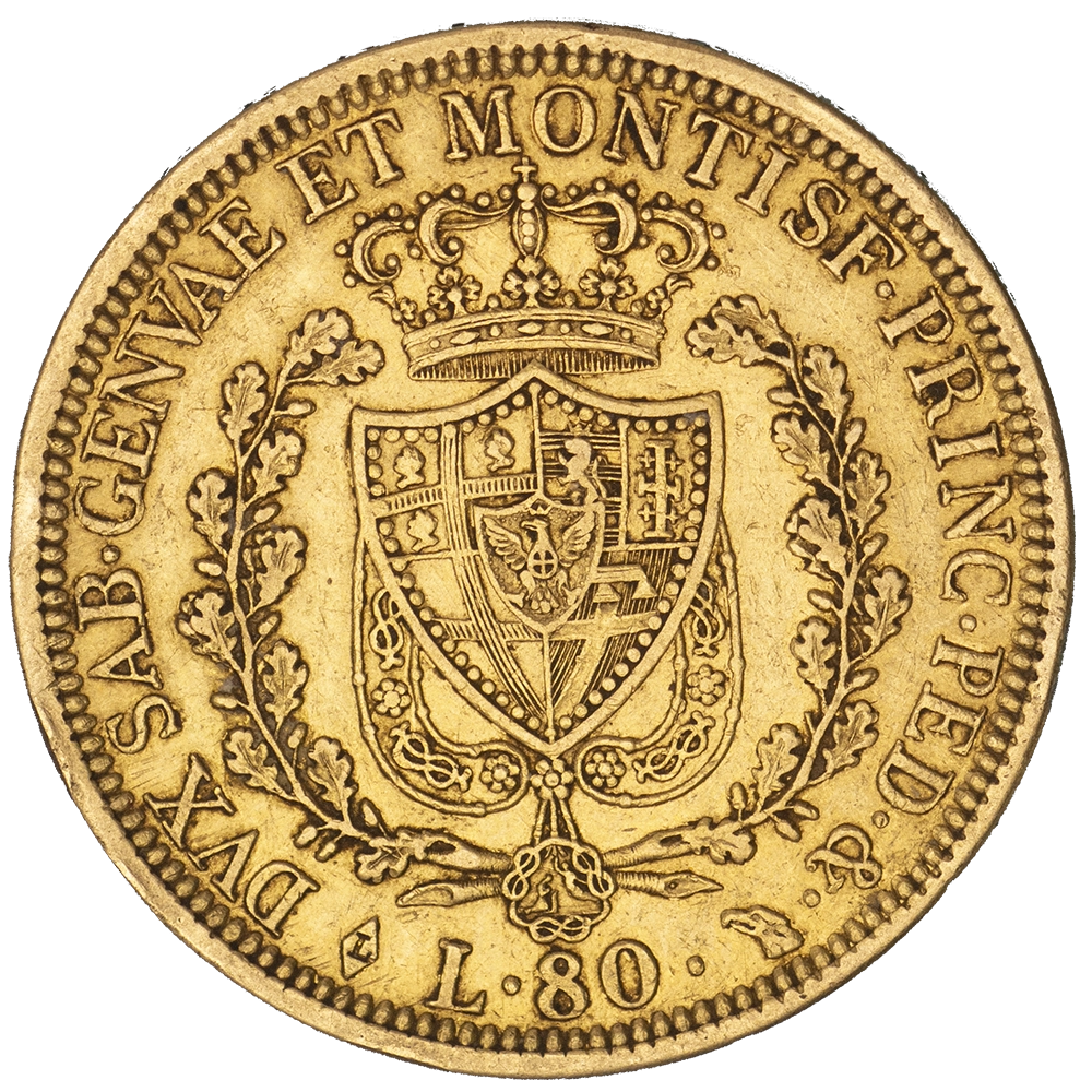 Pièce de monnaie : Italie-Royaume de Sardaigne-80 Lire Charles Félix 1828 Turin