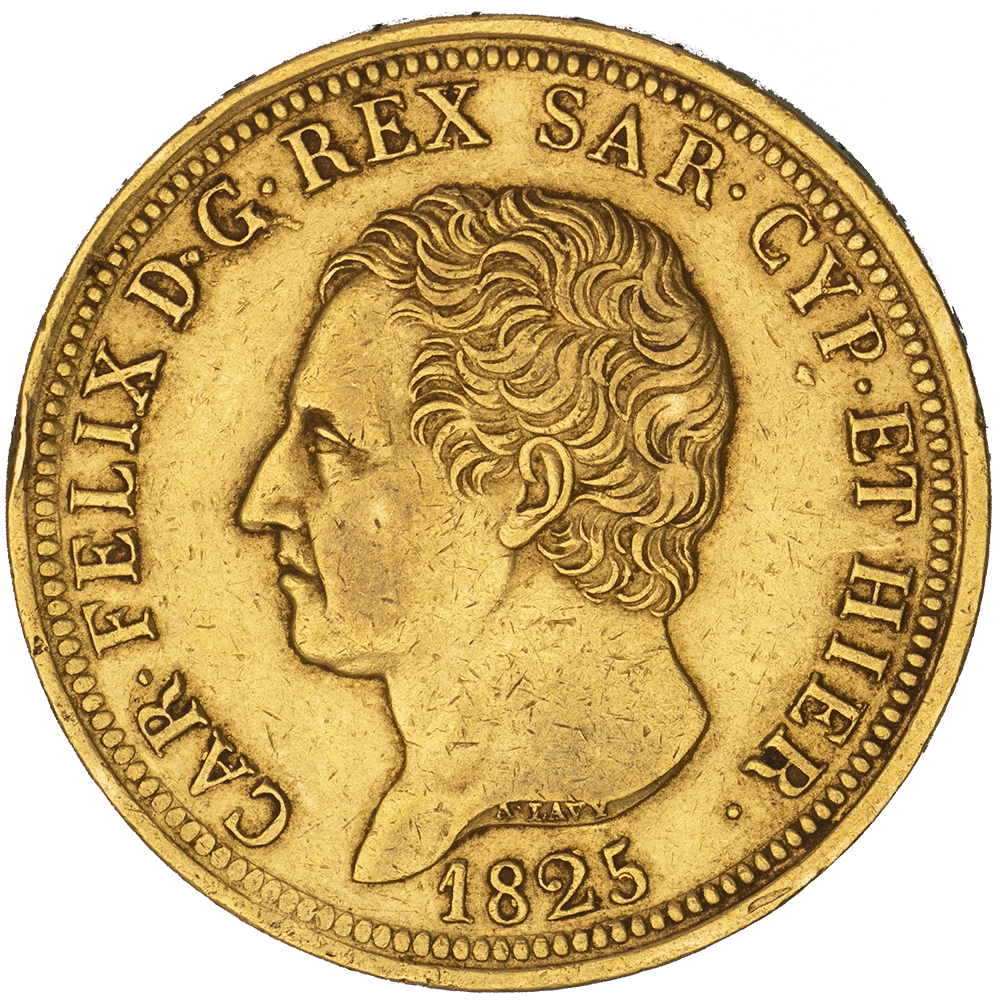 Pièce de monnaie : Italie-Royaume de Sardaigne-80 Lire Charles Félix 1825 Turin