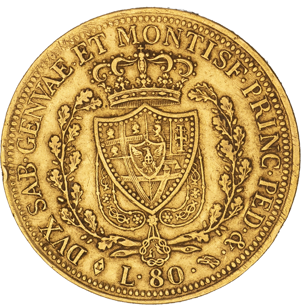 Pièce de monnaie : Italie-Royaume de Sardaigne-80 Lire Charles Félix 1825 Turin
