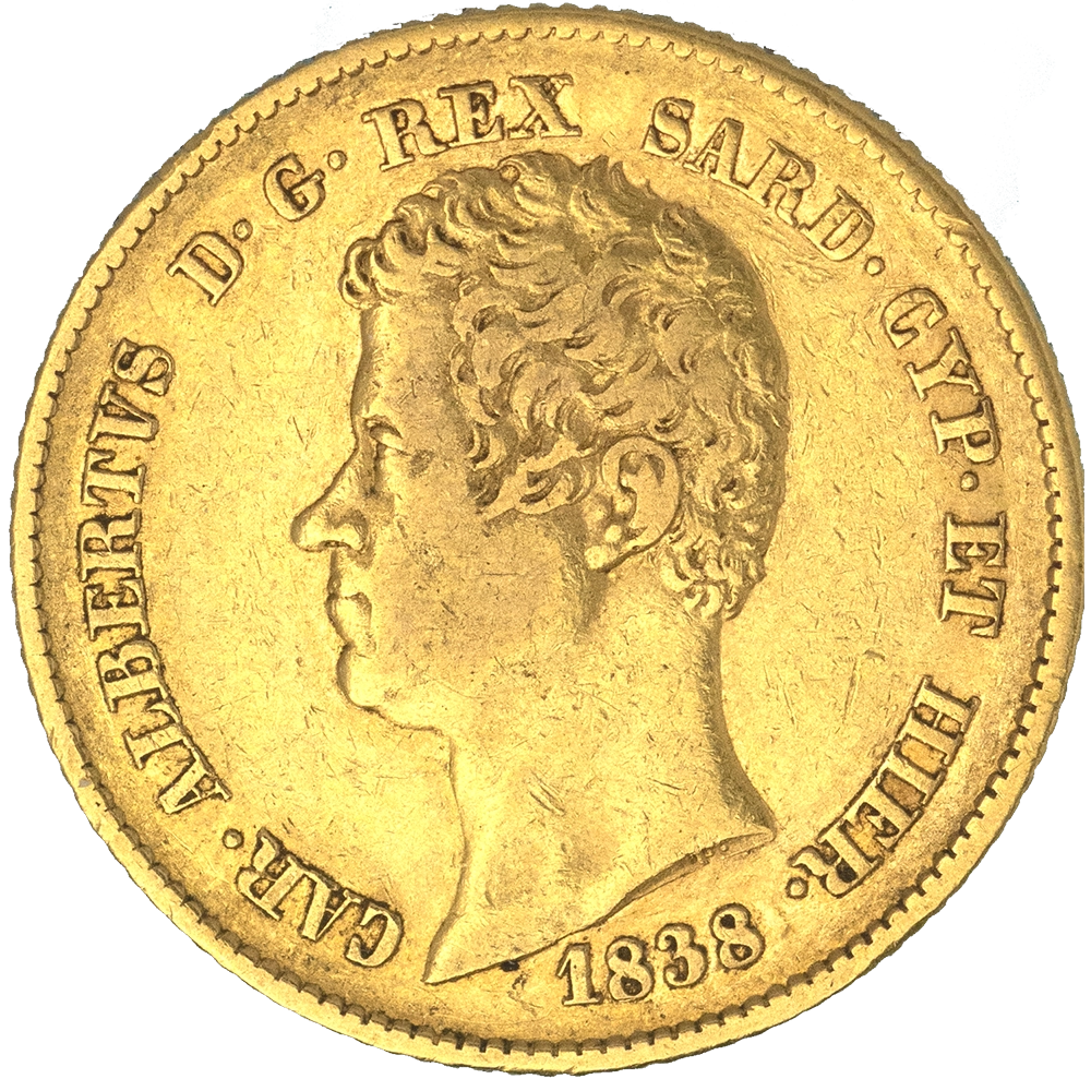 Pièce de monnaie : Italie-Royaume de Sardaigne-20 lire Charles-Albert 1838 Gênes