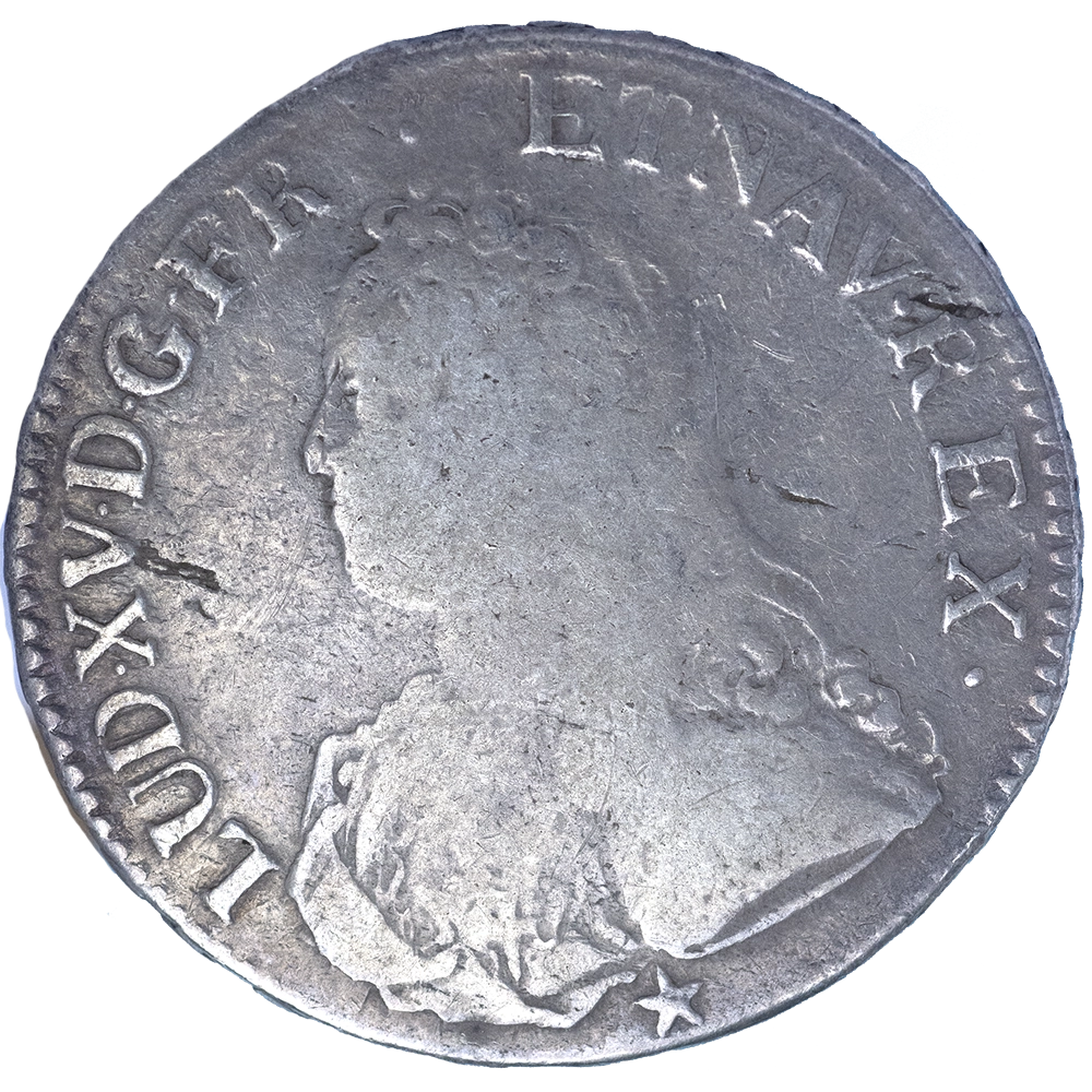 Pièce de monnaie : Louis XV- Écu aux branches d'olivier 1727 Montpellier