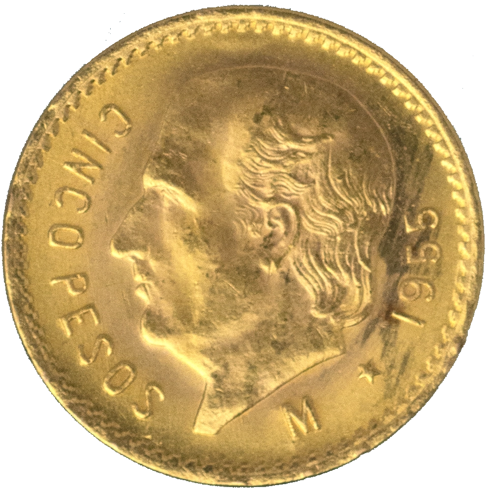 Pièce de monnaie : Mexique-5 pesos 1955 Mexico