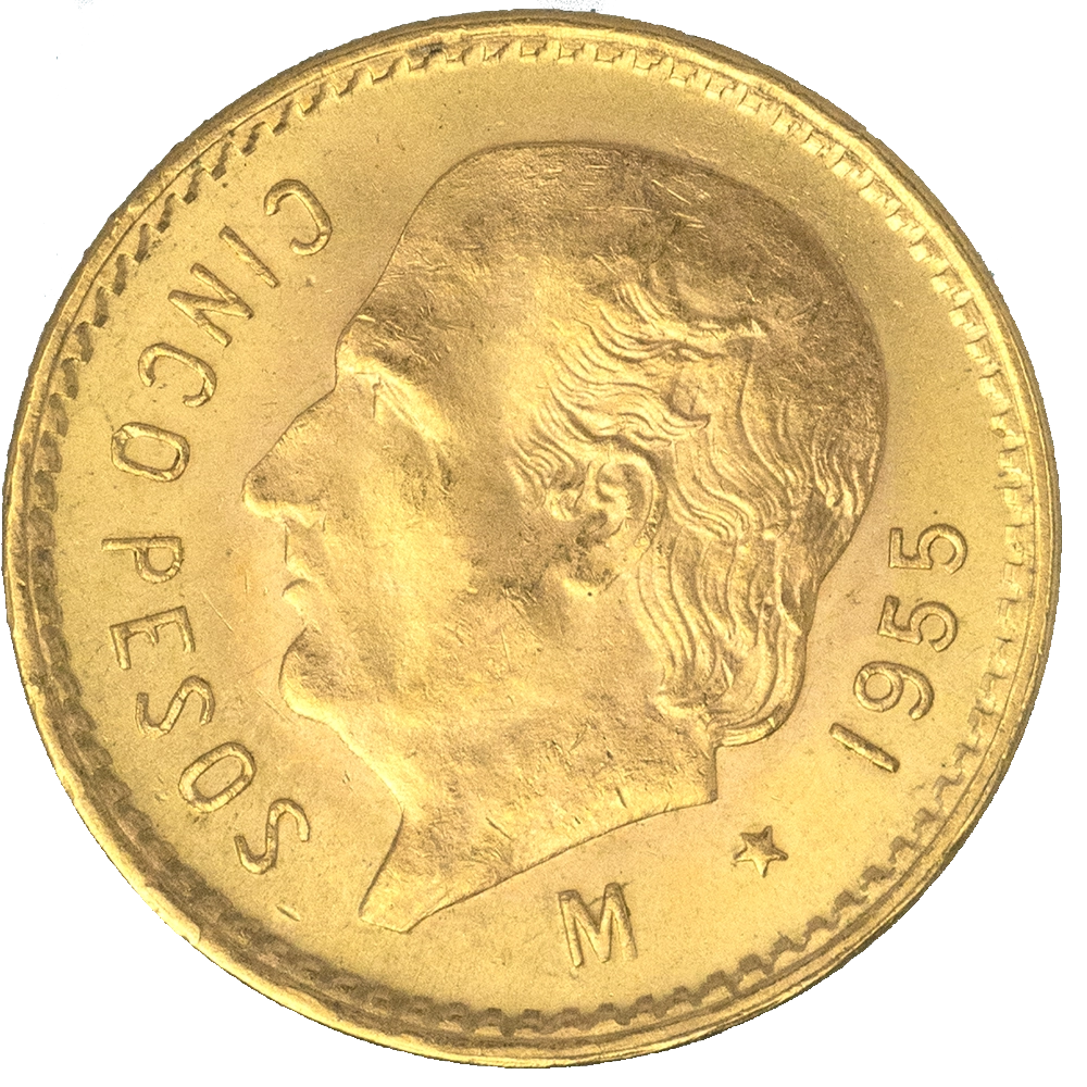 Pièce de monnaie : Mexique-5 pesos 1955 Mexico