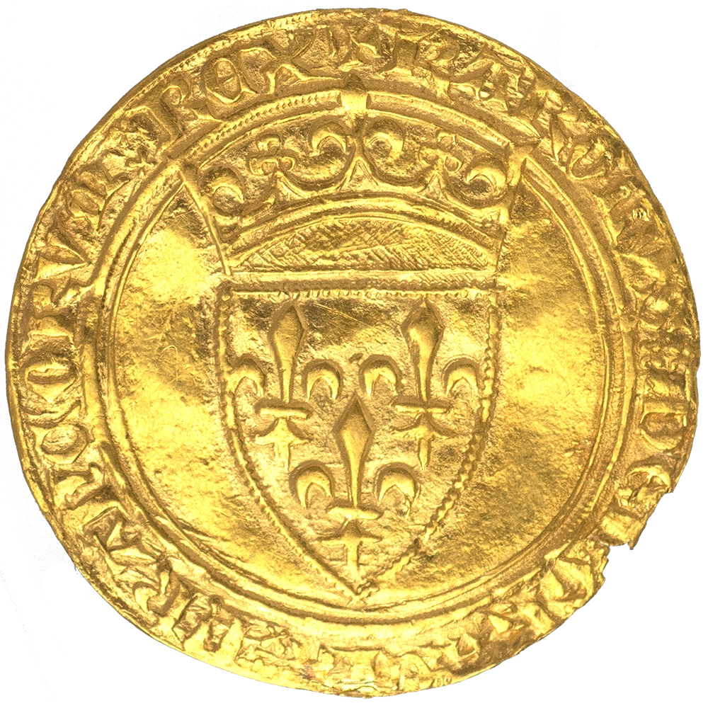 Pièce de monnaie : Charles VI-Écu d'or à la couronne - Angers