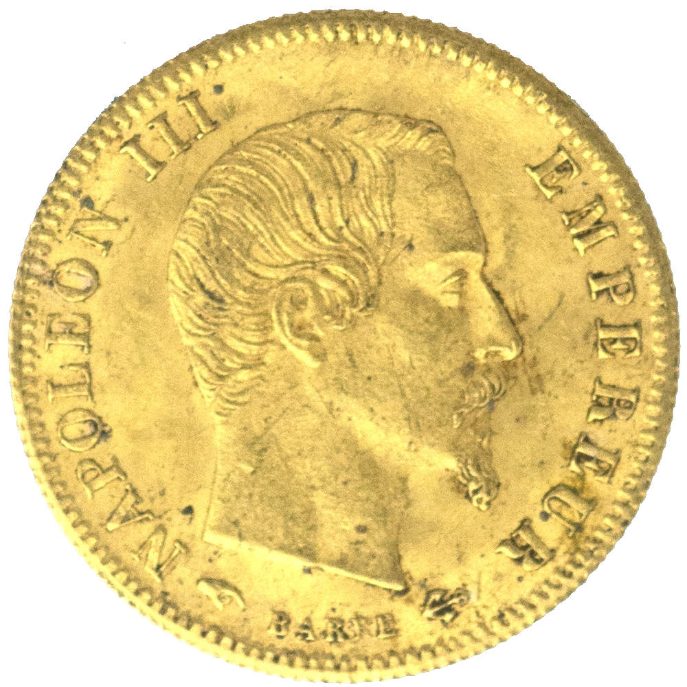 Pièce de monnaie : Second-Empire-5 Francs or Napoléon III tête nue 1859 Paris