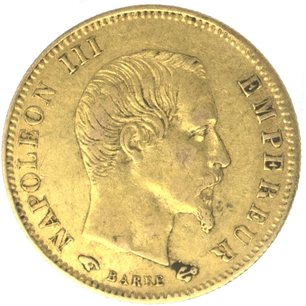 Pièce de monnaie : Second-Empire-5 Francs or Napoléon III tête nue 1858 Paris