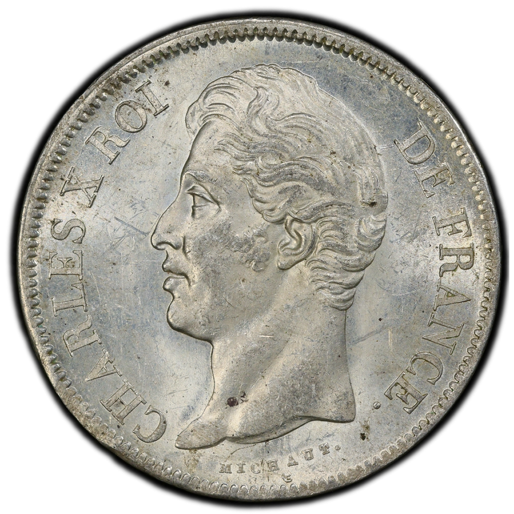 Pièce de monnaie gradée PCGS MS63-Charles X-5 Francs 1827 Bayonne